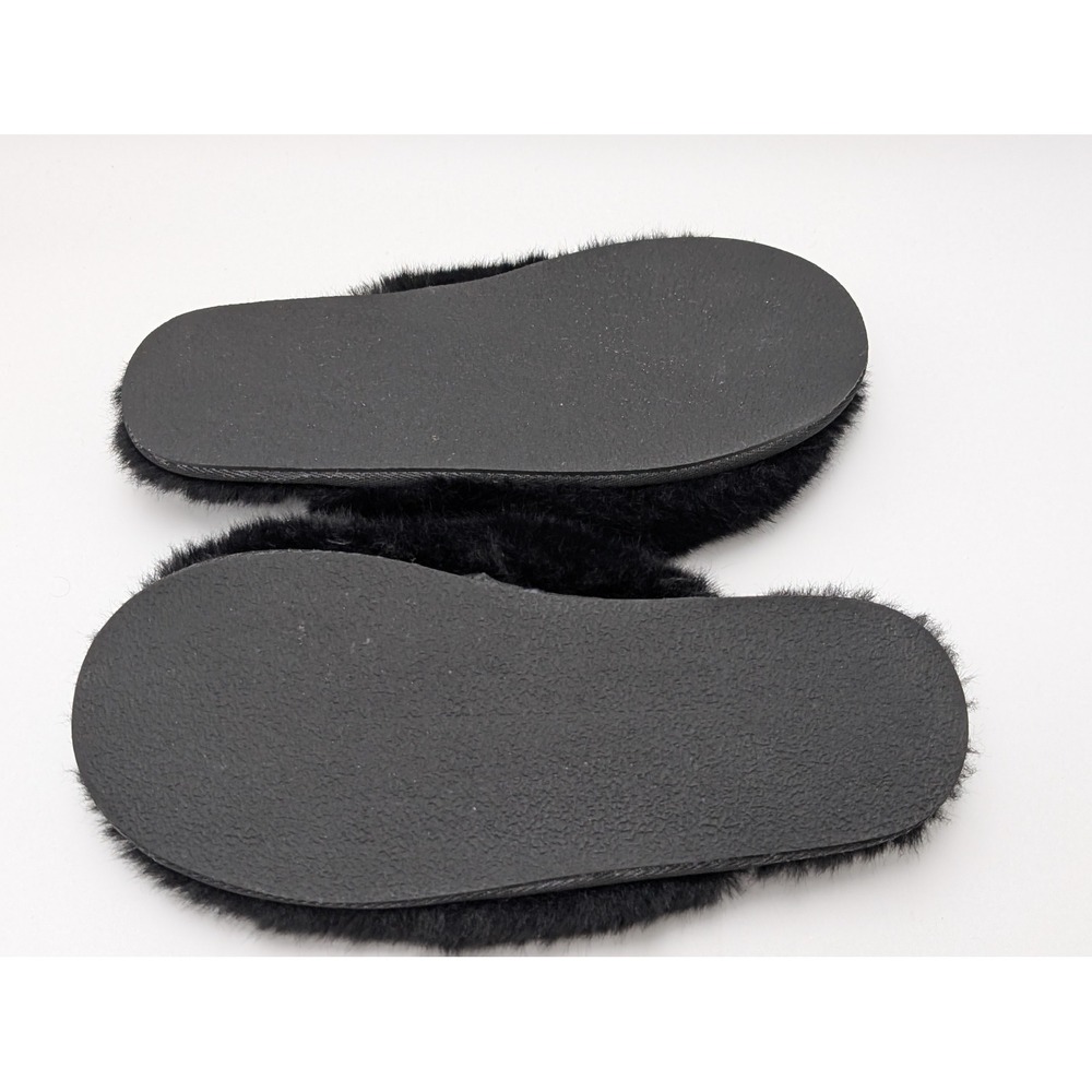 Generation Love New York Black Faux Fur Plush Slide Slippers Womens Round Toe - Picture 4 of 5